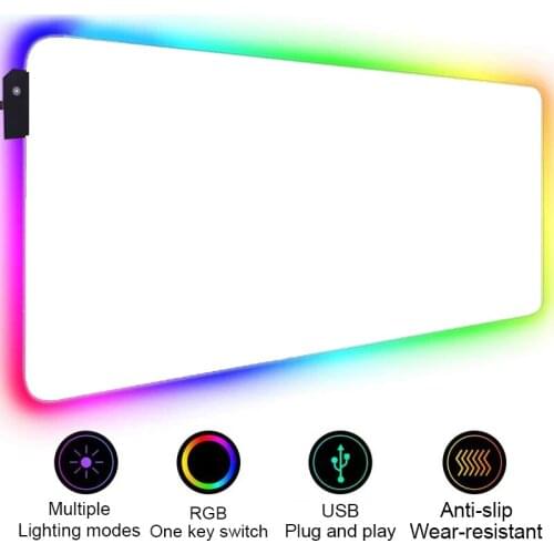 White Mouse Pad Gamer Rgb Mousepad Xxl Mouse Mat Computer Desk Pc Gaming Mause Pad Led Mice Keyboards Mat Solid Color Desk Mat