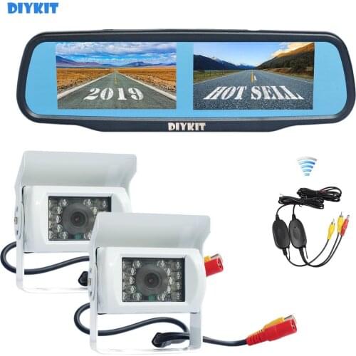 DIYKIT Wireless 4.3" Rearview Car Mirror Monitor + Night Visioin CCD Waterproof Rear View Reverse Backup Car Truck Bus Camera