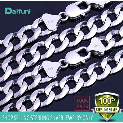 Daifuni Punk 925 Sterling Silver 6mm Necklace for Men Women Curb Cuban Link Chain Chokers Vintage Silver Solid Fashion Jewelry