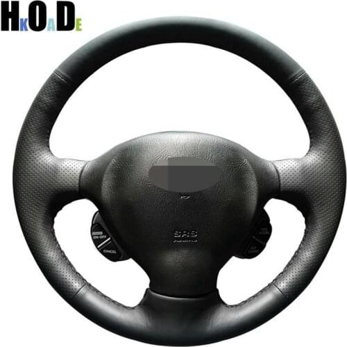 Hand-stitched Steering Wheel Cover Black PU Artificial Leather Car Steering Wheel Covers for Hyundai Santa Fe 2001 - 2006