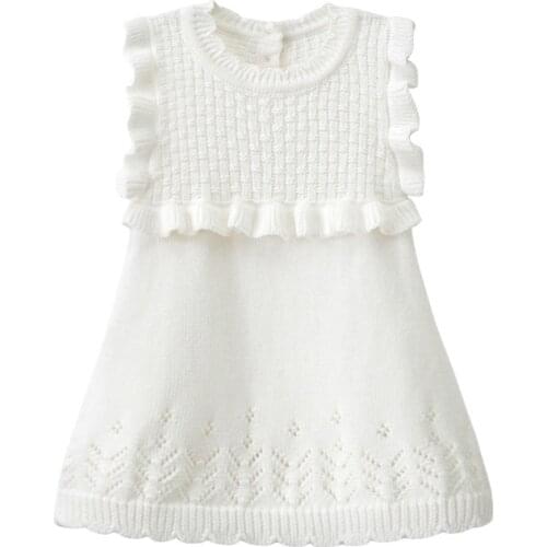 Kids dresses for girls, Toddlers Girls White Sleeveless Knit Dress, Princess baby girls clothes