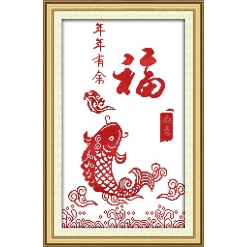 Surplus Year after Year-fish 2 cross stitch kit aida 14ct 11ct count printed canvas stitches embroidery DIY handmade needlework