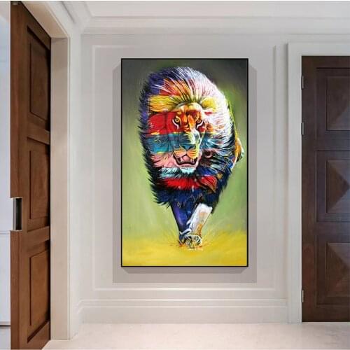 African Colour Wild Animals Poster and Prints Elephant Lion Rainbow Hunter Canvas Painting Graphic Bedroom Home Decoration