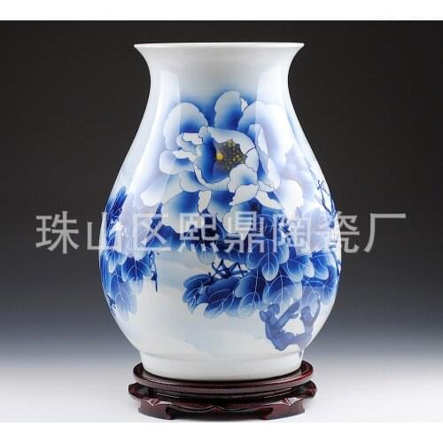 Jingdezhen Ceramic vase painted peony Blossoming fu masters cylinder buyers collection certificate ceramic ornaments