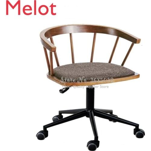 Natural Wood Simple Modern Computer Chair Home Nordic Lifting Armchair Computer Chair with Universal Wheel Egg Chairs
