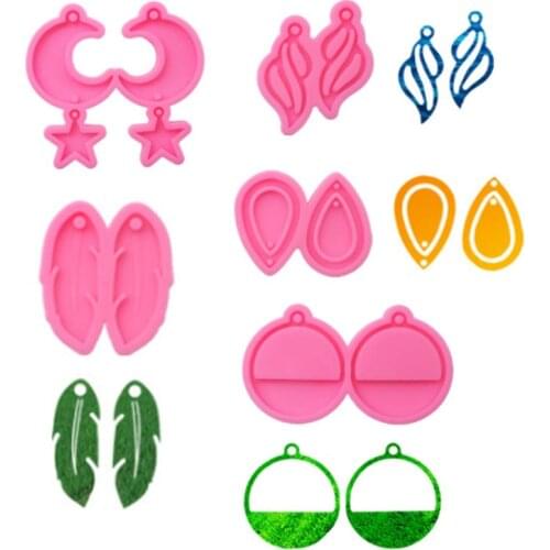 Fashion Earring Pendant Keychain Mould Star Moon Feather Epoxy Mould DIY Handmade Soap Mold Polymer Clay Molds