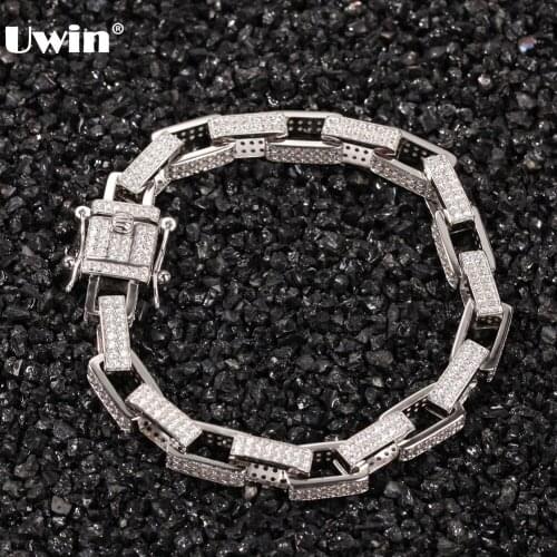 Uwin Fashion Jewelry 7mm Loop Mini Cuban Bracelet Micro Paved Cubic Zircon Cuban Bracelet Mens Women Hip Hop Jewelry