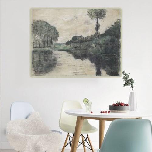 Piet Mondrian Canvas Oil Painting"Isolated Tree On The Gein,1906"Wall Aesthetic Western Art Decor Poster Wall Home Decoration