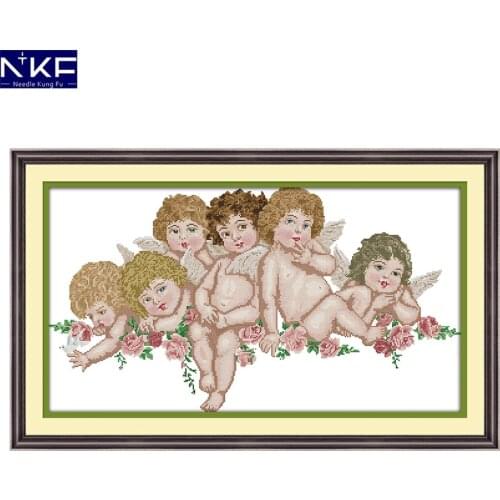 NKF Little angel figure style free counted cross stitch Christmas patterns designs needlework embroidery kit for home decoration