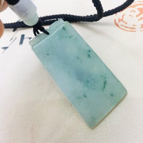 Pure natural Emerald jade hand-carved ice two-tone amulet pendant with simple necklace men and women sweater chain