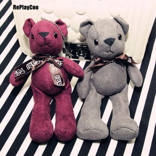 5Pcs/Lot New Teddy Bear Plush Toys Bears Toy Wih Chan By Handbag Pendant Bow Red And Grey Cute Gifts High Quality Stuffed