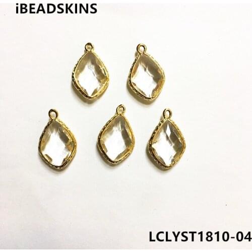 New arrival! 22x14mm 40pcs/lot gold color Copper Material with white Glass drop-shape connection for Jewelry handmade DIY