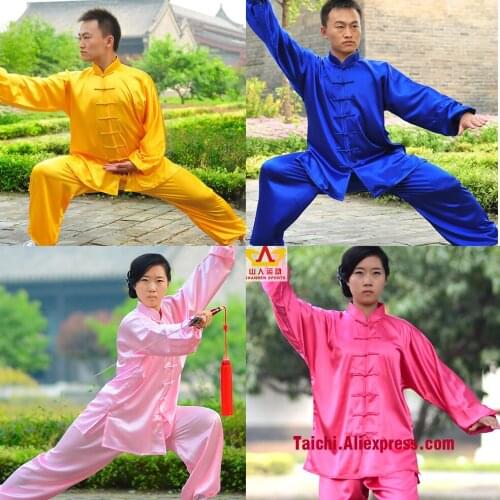 Tai Chi Clothes Elastic Fabric Men And Women Kung Fu martial Art Suit Chinese Stlye Sportswear black white red yellow pink blue