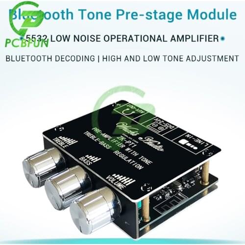Bluetooth 5.0 Audio Receiver Decoder Board Dual Channel Stereo Tone Board Volume Controller Preamp Amp Knob for Amplifier