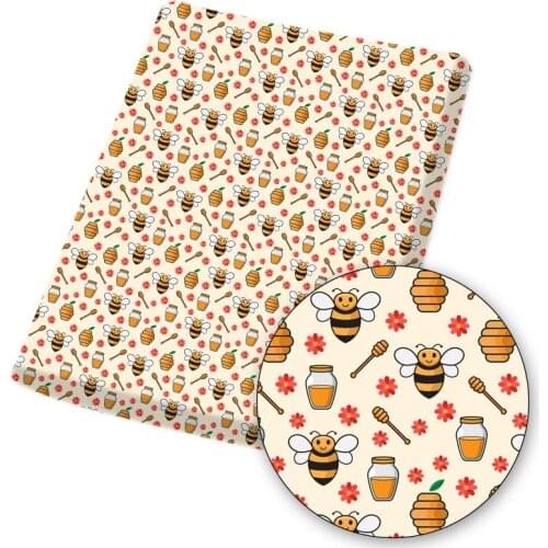 Polyester Cotton Fabric Cartoon Bee Printed Cloth Fabrics Sheet For DIY Craft Decor Needlework Sewing Accessories 45*145cm/pc