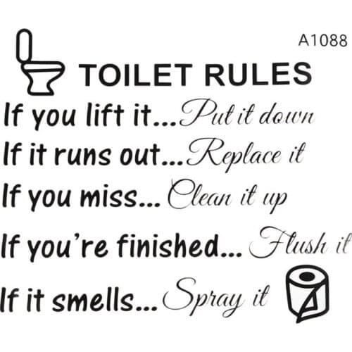 Toilet Rules Bathroom Removable Wall Sticker Vinyl Art Decals DIY Home Decor