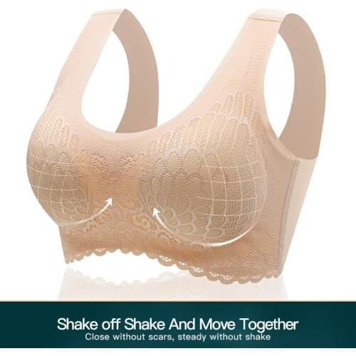 Plus Size Bra Seamless Bras Sports Yoga Running Bra Women Underwear Sexy Lace Brassiere Push Up Bralette With Pad Vest Top Bra