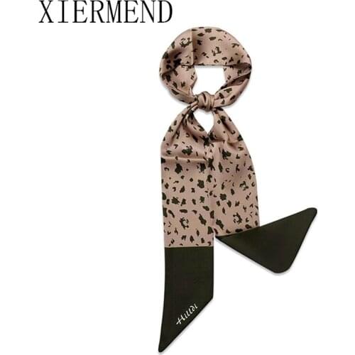 New Spring summer scarves ins small leopard print double-sided skinny scarf French hair band narrow little ribbon women scarf