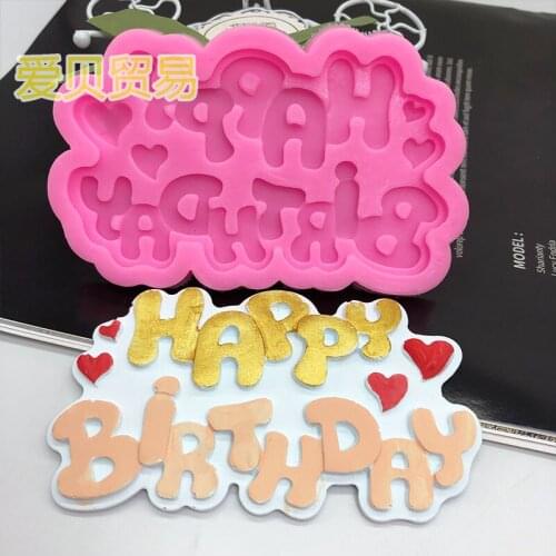 Happy birthday silicone mold chocolate turn sugar cake decoration drop glue candle mold cake mold resin mold