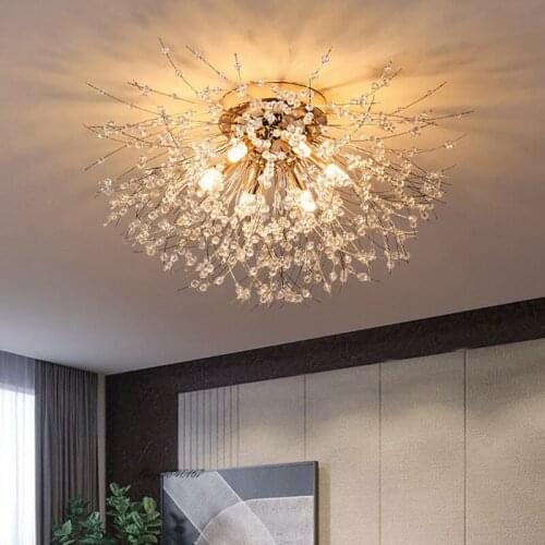 Modern Led Chandelier Crystals Creative Dandelion Luxury Ceiling Light Chandeliers Lighting Living Room Decoration Lamps Lustre