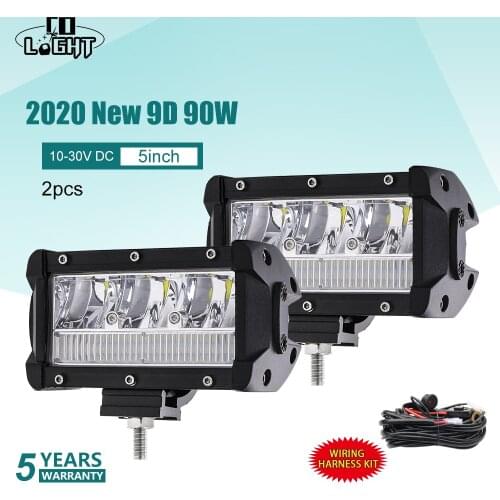 CO LIGHT 9D 5" 90W LED Work Light Bar Spot Flood Combo Offroad LED Light Bar Motorcycle LED Headlight For Car 4x4 4WD Truck UAZ