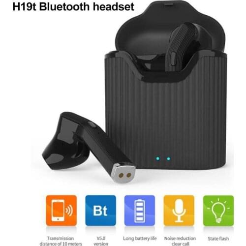 H19T TWS Bluetooth Earphone Mini Portable Wireless Headphones In-ear Gaming Headset with Mic Charging Box for iOS Android