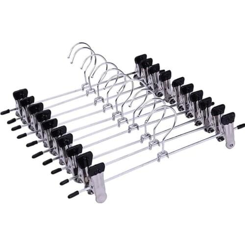 10pcs Stainless Steel Trousers Rack Clip Metal Anti-Slip Clothespin Wardrobe Pants Clamp Clothes Hanger For Balcony Bathroom