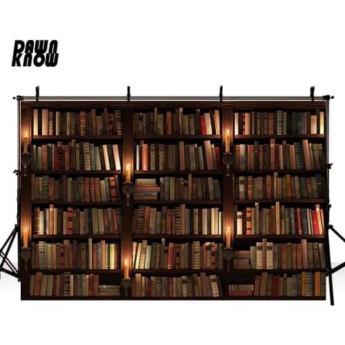 DAWNKNOW Bookcase Wonderland Vinyl Photography Background For Baby Wall Photo Shoot Backdrop For Christmas Photo Studio lv608