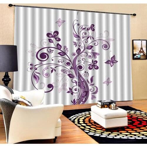 Custom curtains Abstract depicting purple flowers print Customized 3D Blackout Curtains Living Room Bedroom Hotel Window