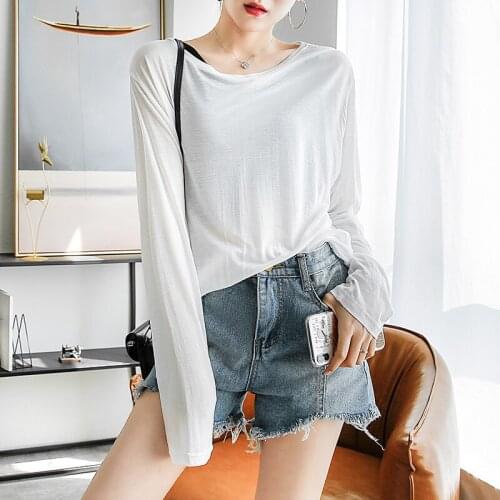 New arrival fashion summer clothes women thin t-shirt oversized casual temperament wild simple loose transparent t-shirt