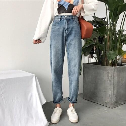 2021 Jeans Casual Harem High Waist Jeans Women Vintage Straight Boyfriend Mom Jeans Retro Denim Fashionable Versatile