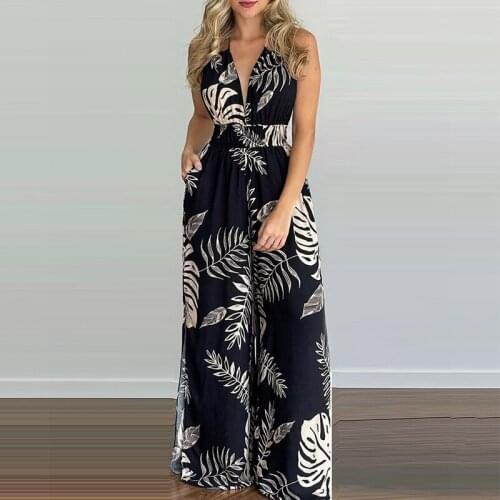 2021 Bohemia Print Floral Jumpsuits Women Casual Beach High Waist Jumpsuits Summer Short Sleeve Wide Leg Loose Jumpsuit