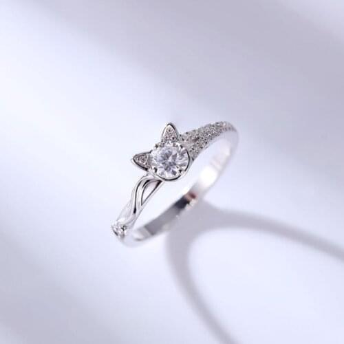 MENGYI Rings For Women Sweetheart Cute Kitten Simply CZ Cat Style Ring Girls Fashion Jewelry