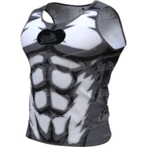 Summer New Cartoon Muscle 3d Printed Vest Mens Running Fitness Sports Compression Tight Sleeveless Sweatshirt