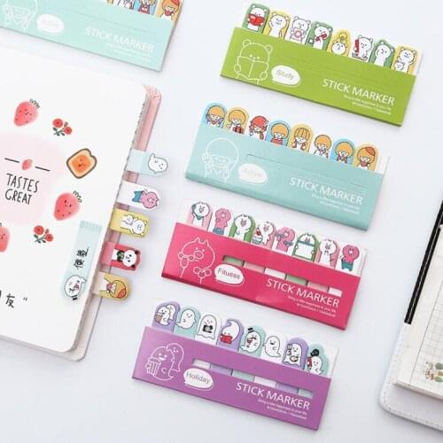 1 Set Creative Kawaii Animal Paper Bookmark Decorative File Notebook Book Sticky Memo Marker Notes Point Flags Stationery
