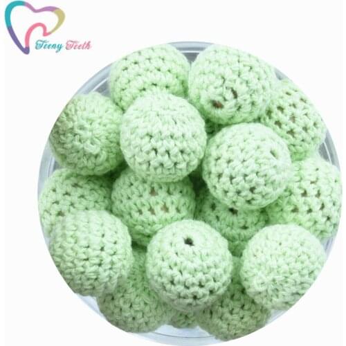 10 PCS Spring Green Baby Accessories 16-20MM Crochet Wooden Beads Knitted Beads Teething Nursing Crochet Baby Chewable Beads