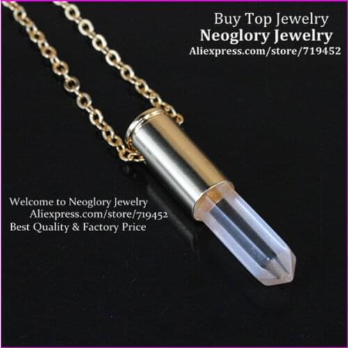 10pcs Clear Crystal Quartz Point Bullet Pendant Necklace Hexagon Drusy Quartz Druzy Pendant metal Color Casing Necklace