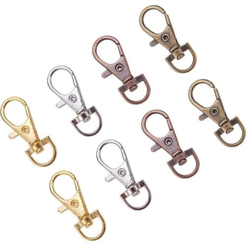 100Pcs Random Mixed Color Alloy Swivel Clasps, Swivel Lobster Claw Clasps Snap Hooks for Key Ring and Craft Findings