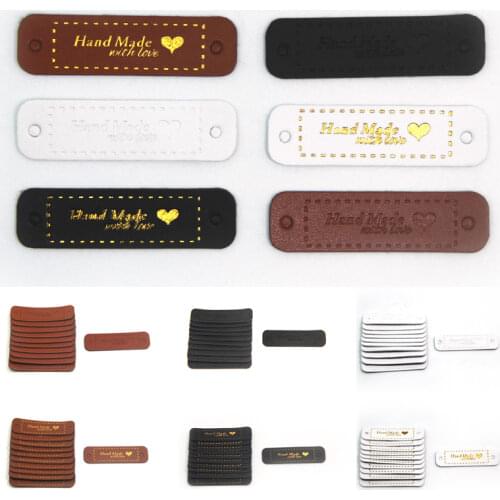 5x1.5cm Love Bronzing Leather Label Diy Handmade Hat Bag Clothing Decoration Label Waterproof Synthetic Leather