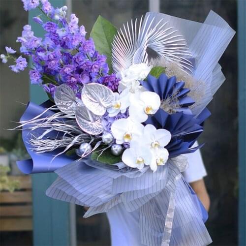 58cm*58cm Waterproof Stripes Jelly Film Flower Wrapping Paper Bouquet Florist DIY Gift Packing Material 20sheets/bag