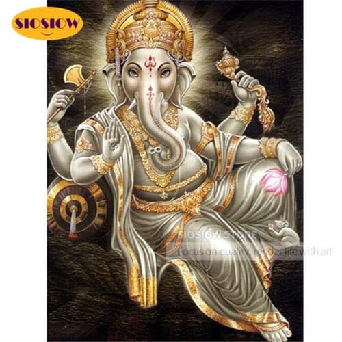 5D DIY Diamond Painting Ganesha Full Drill Square 3D Daimand Mosaic Embroidery Needlework Hindu Religious Pikanet Wall Decor Art