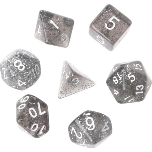 7Pcs Twinkling Polyhedral Dice For Dragon Pathfinder D20 D12 2xD10 D8 D6 D4