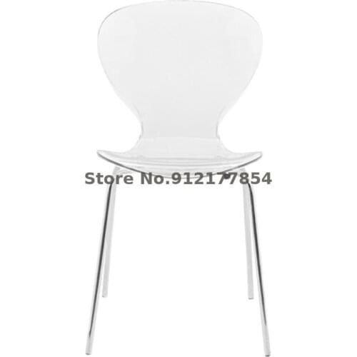 Nordic Design Acrylic Transparent Dining Chair Net Red Ins Photo Single Back Chair Home Iron Restaurant Chair