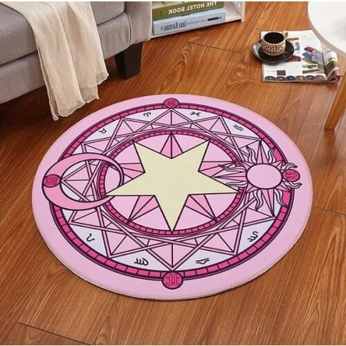 Anime Cardcaptor Sakura Kinomoto Sakura Round Style Decoration Fluffy Rugs Anti-Skid Shaggy Area Home Bedroom Carpet Floor