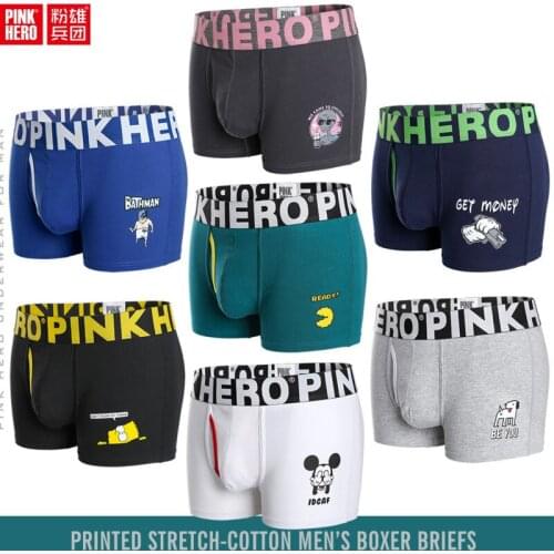 Fashion Mens Underwear Fashion Cartoon Printing Mens Underwear Boxer Mens Solid Boxers Sexy Comfortable Male Underpants
