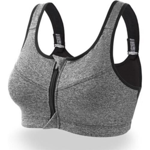 Fashion Women No Steel Ring Shockproof Sports Bra Front Zipper Underwear Sports Sleep Bra