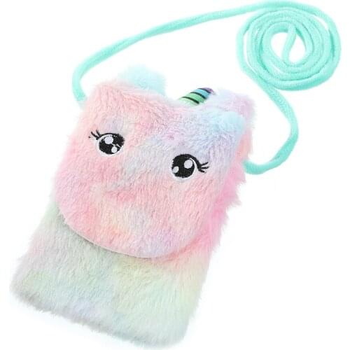 Cute Unicorn Childrens Fanny Pack Girls Waist Bag Plush Toys Belt Gradient Color Chest Bag Cartoon Coin Purse Travel Chest Bag