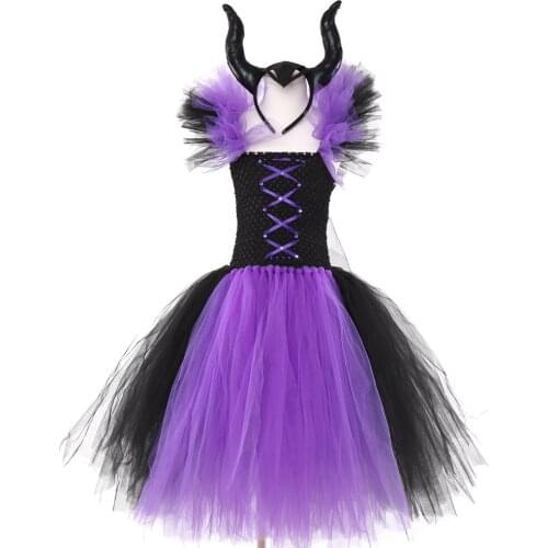 Kids Queen Girls Halloween Fancy Tutu Dress Costume Children Christening Dress Up Black Gown Clothes Kids Dresses for Girls