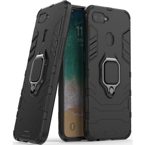 For OPPO F9 Case Cover Silicone TPU and Hard PC Ultra Luxury Armor Shockproof Metal Ring Holder Case for OPPO F9