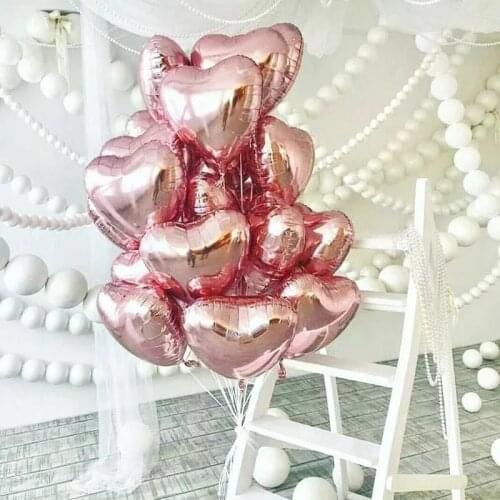 5pcs 18inch Rose Gold Red Star Heart Foil Balloons Valentines Wedding Decoration Helium Balloon Boy Girl Birthday Party Supplies